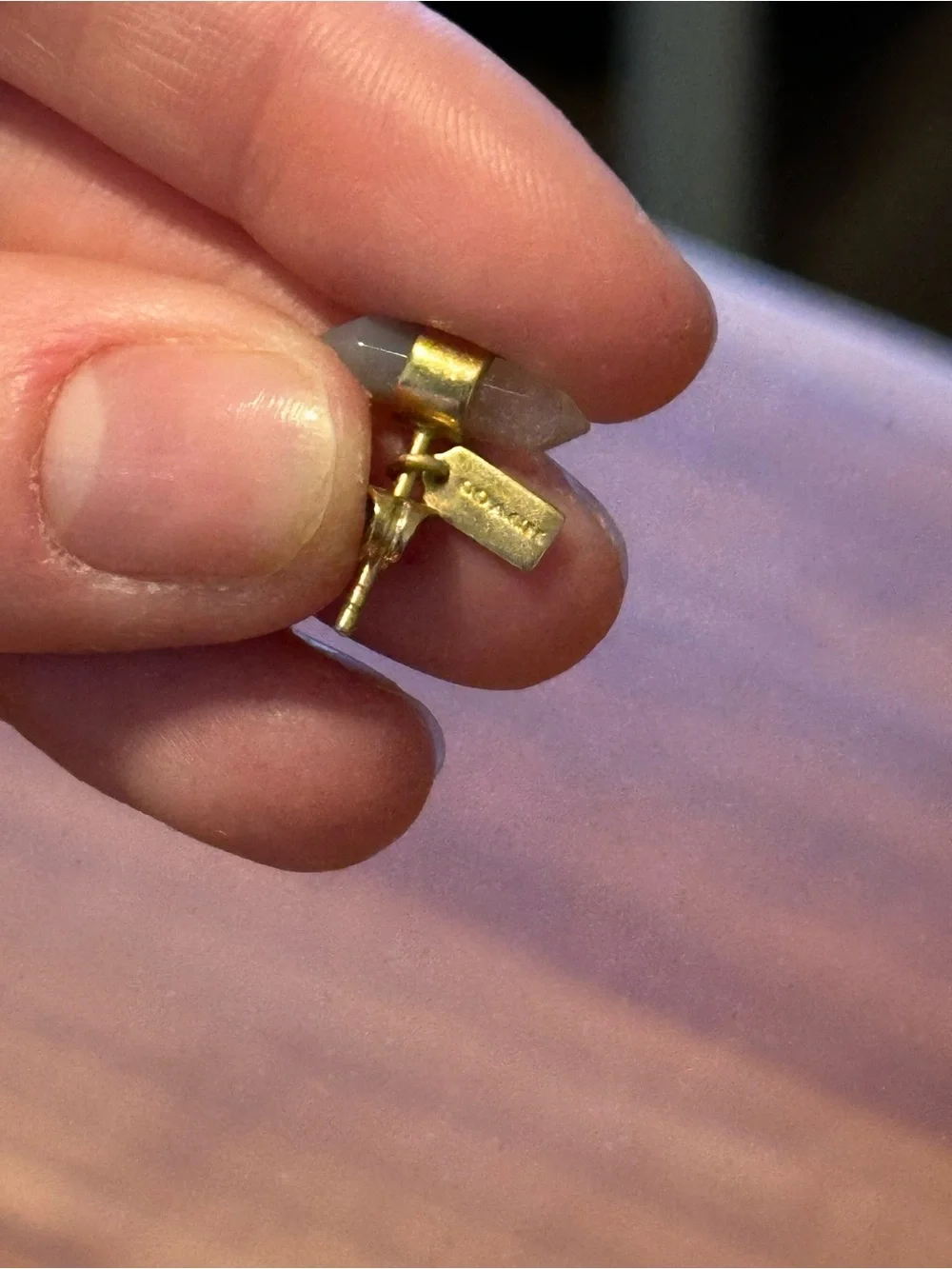 Coach Gold & Crystal Double-Point Stud Earrings - Picture 2 of 2